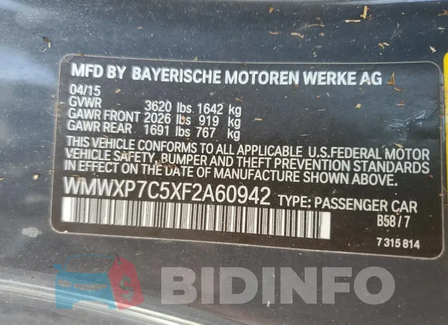 WMWXP7C5XF2A60942 Photo# 13