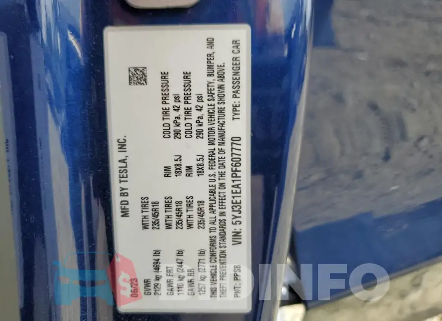 5YJ3E1EA1PF607770 Photo# 12