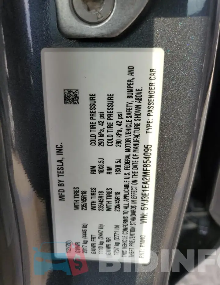 5YJ3E1EA2MF854095 Photo# 12
