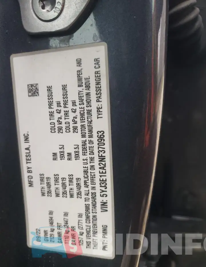 5YJ3E1EA2NF370963 Photo# 12