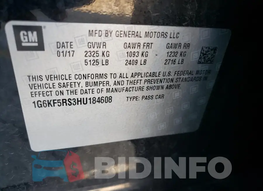 1G6KF5RS3HU184608 Photo# 12