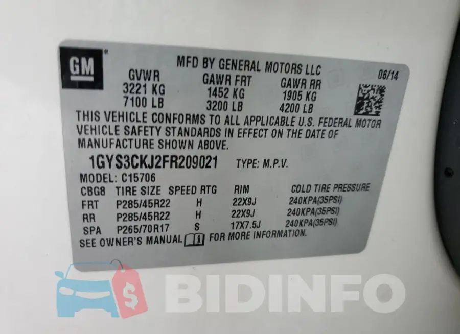1GYS3CKJ2FR209021 Photo# 14