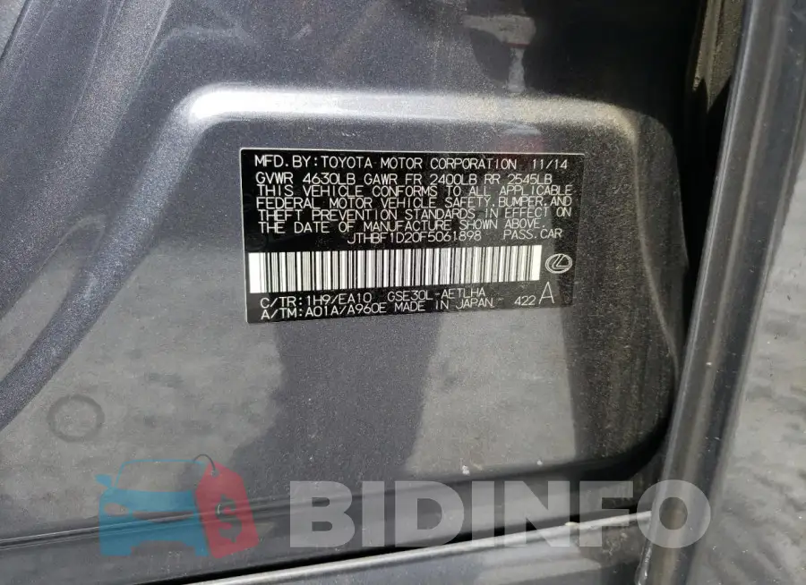 JTHBF1D20F5061898 Photo# 12