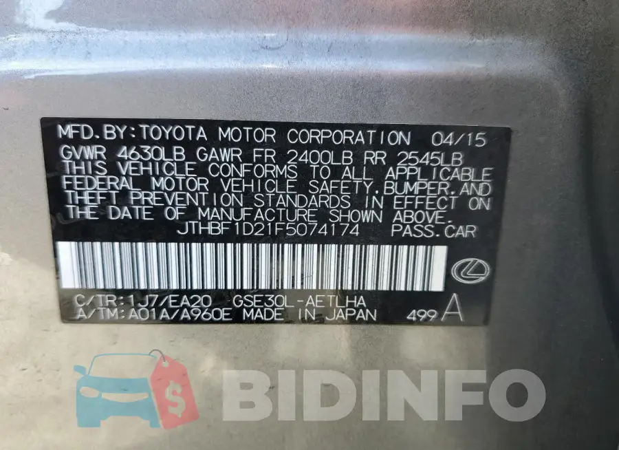 JTHBF1D21F5074174 Photo# 12
