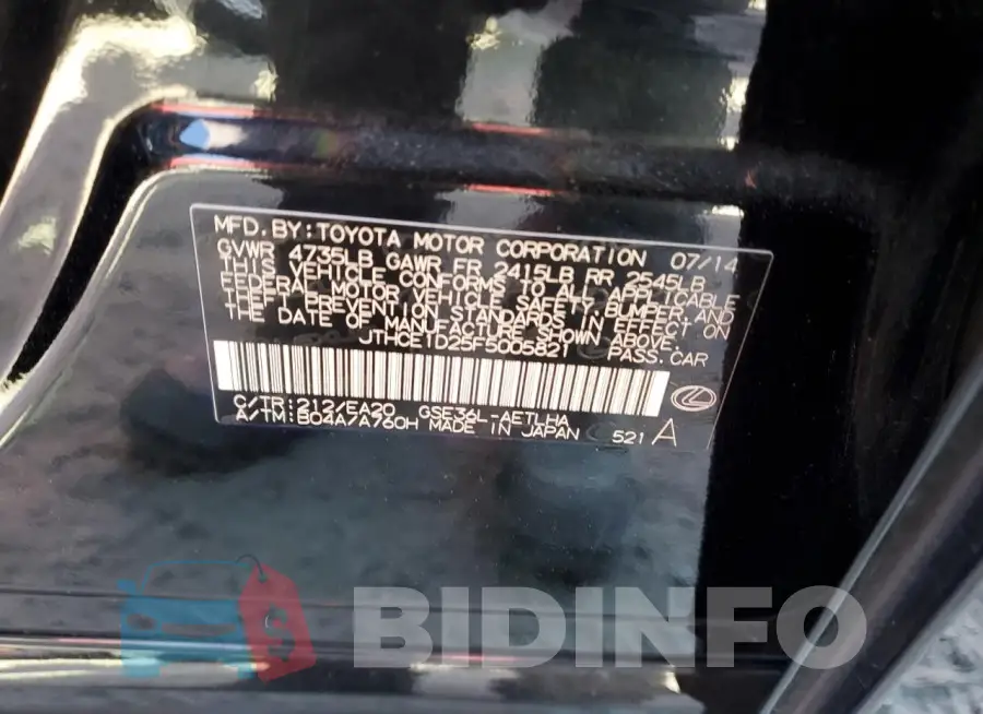 JTHCE1D25F5005821 Photo# 12