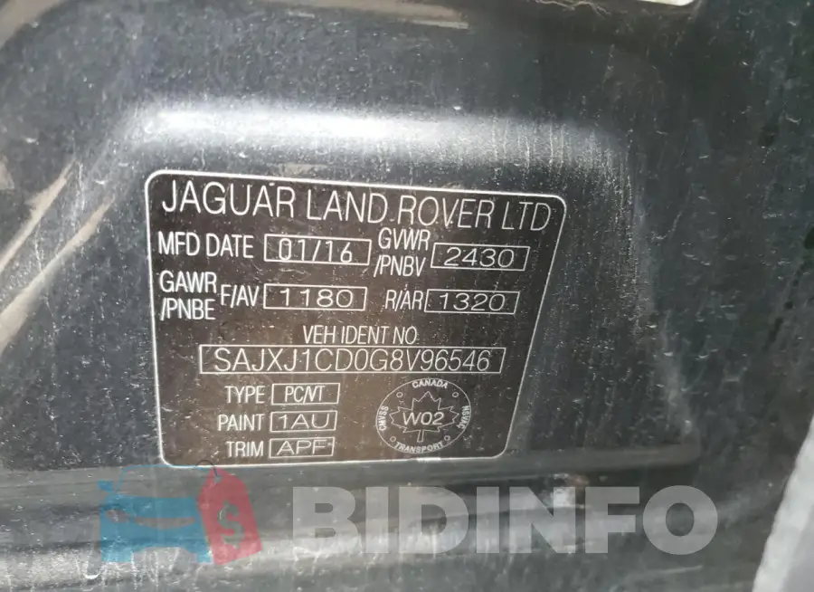 SAJXJ1CD0G8V96546 Photo# 12
