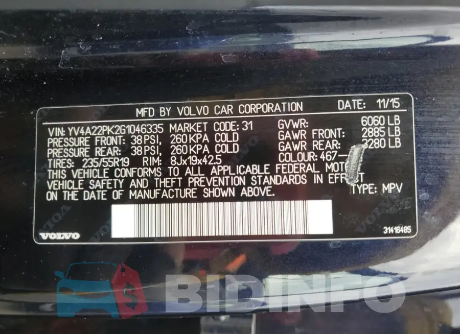 YV4A22PK2G1046335 Photo# 13