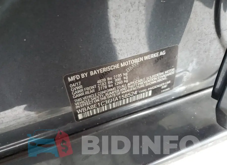 WBA8E1C36HA158524 Photo# 12