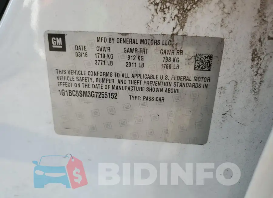 1G1BC5SM3G7255152 Photo# 12