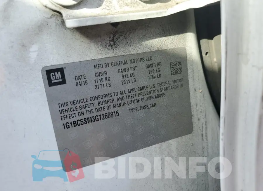 1G1BC5SM3G7266815 Photo# 12