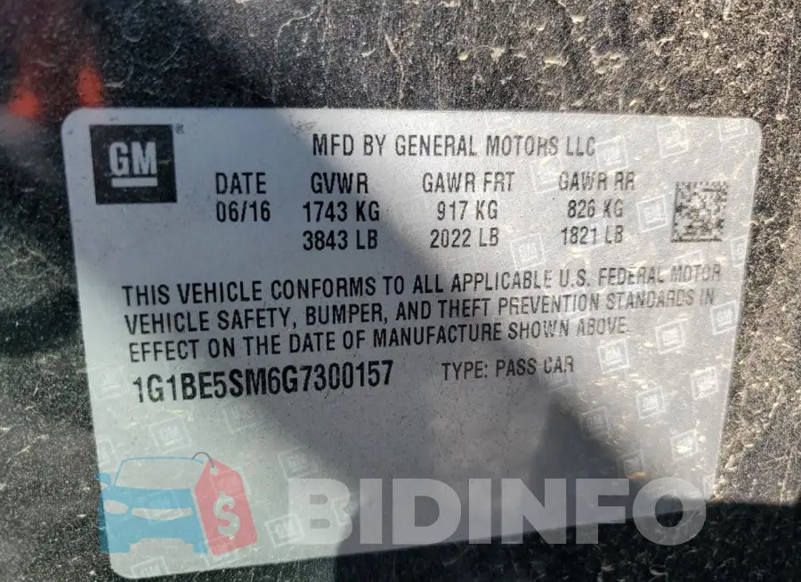 1G1BE5SM6G7300157 Photo# 12