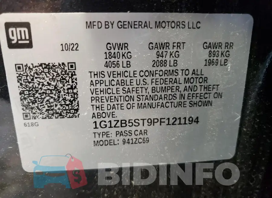 1G1ZB5ST9PF121194 Photo# 12