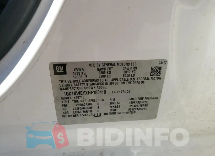 1GC1KWEYXHF180418 Photo# 12