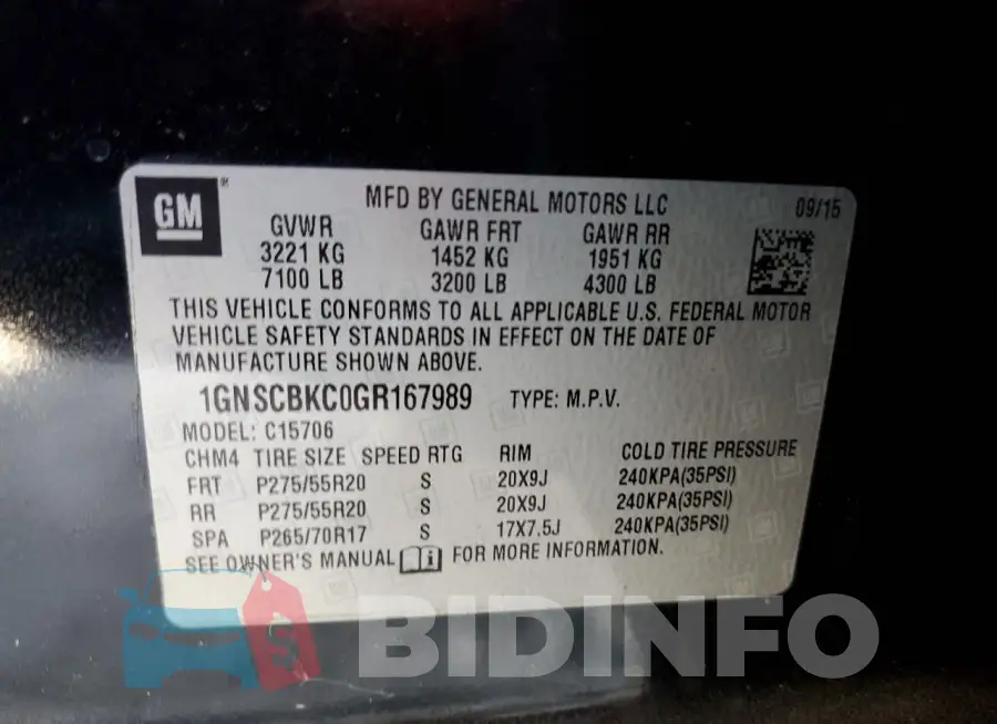 1GNSCBKC0GR167989 Photo# 14