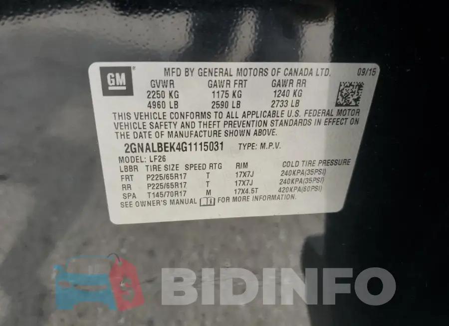 2GNALBEK4G1115031 Photo# 14