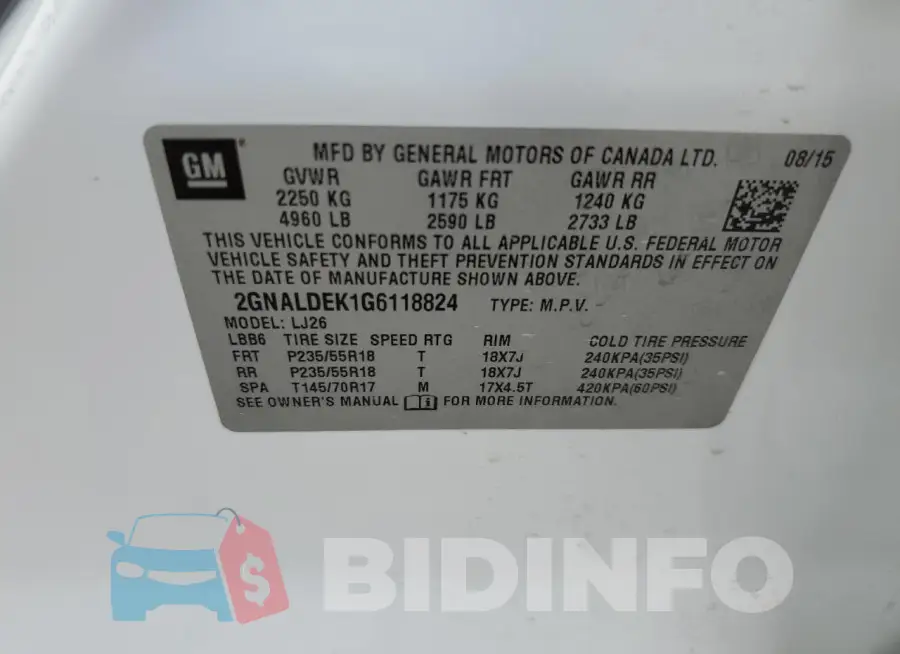 2GNALDEK1G6118824 Photo# 13