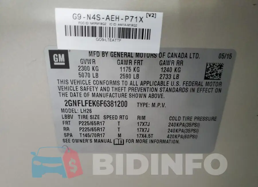 2GNFLFEK6F6381200 Photo# 13