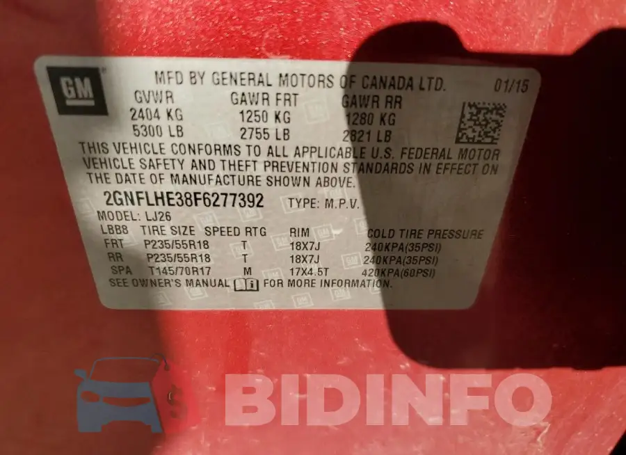 2GNFLHE38F6277392 Photo# 13