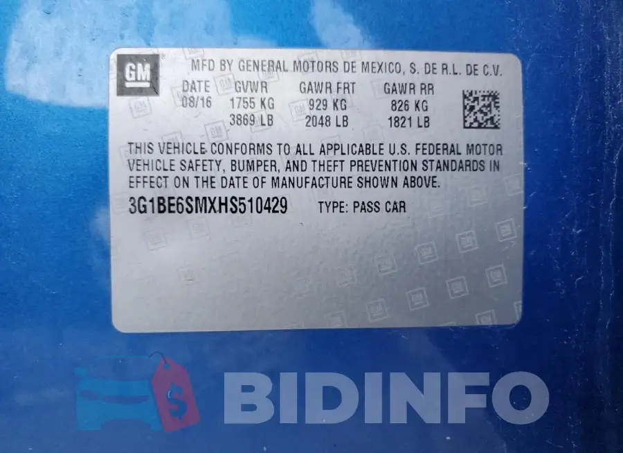 3G1BE6SMXHS510429 Photo# 13
