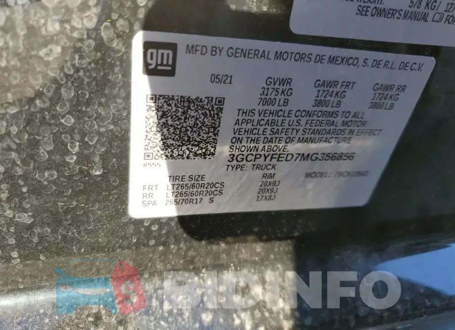 3GCPYFED7MG356856 Photo# 13