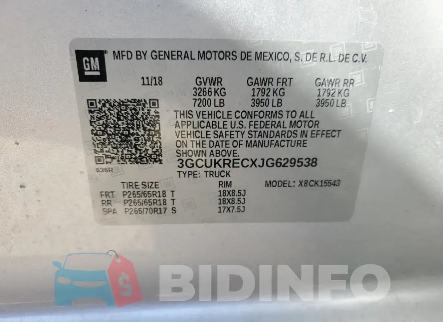3GCUKRECXJG629538 Photo# 12