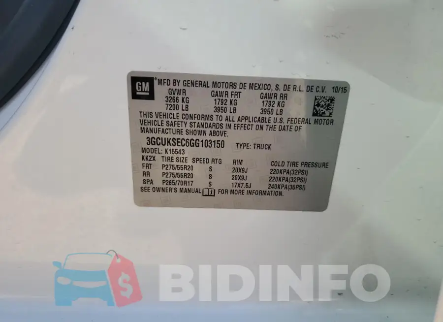 3GCUKSEC6GG103150 Photo# 12