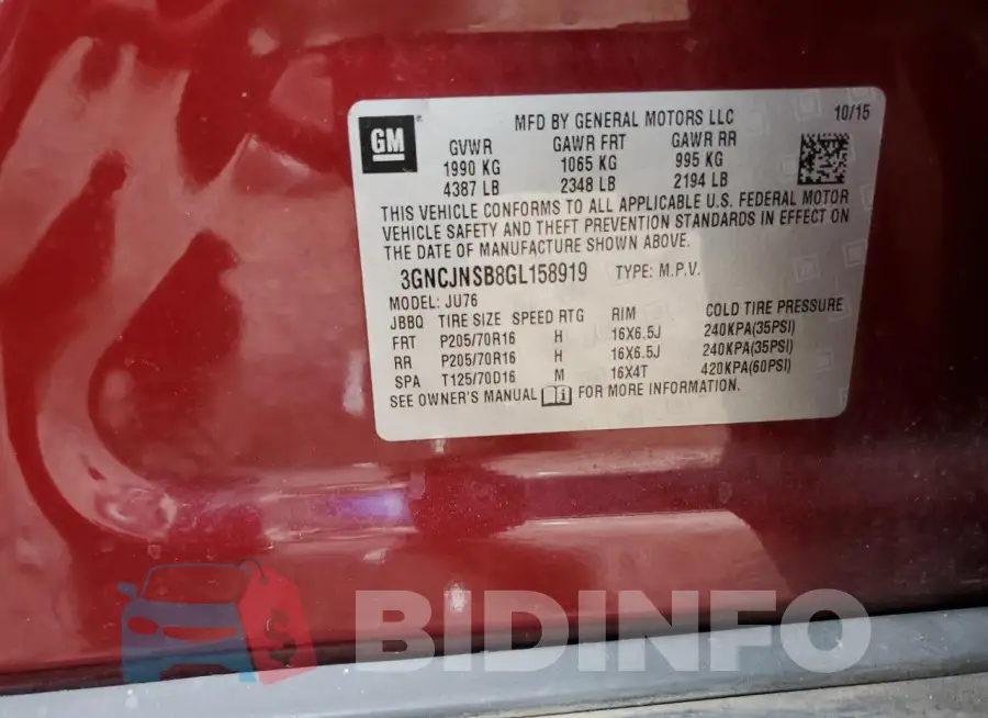 3GNCJNSB8GL158919 Photo# 13
