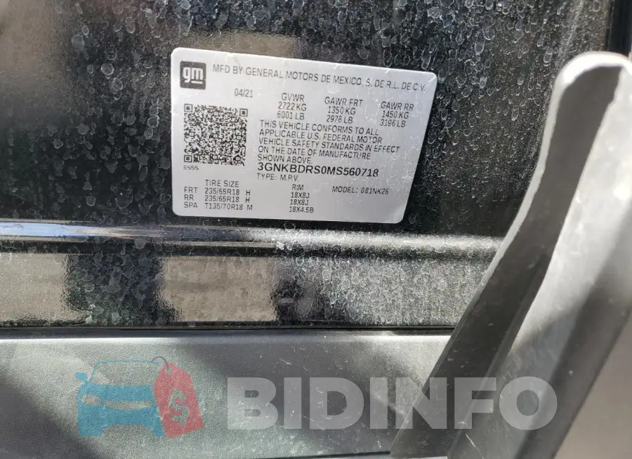 3GNKBDRS0MS560718 Photo# 13