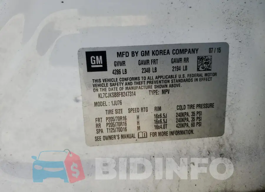 KL7CJKSB8FB247314 Photo# 14