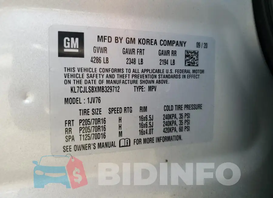 KL7CJLSBXMB329712 Photo# 13