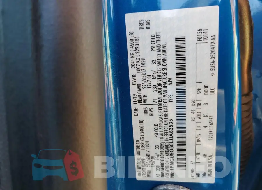 1FMCU9G60LUA83535 Photo# 12
