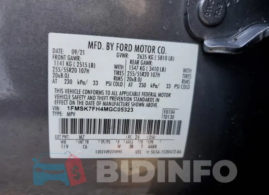 1FMSK7FH4MGC05323 Photo# 14