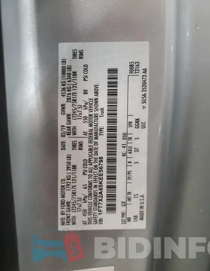 1FT7X2A65KEE56798 Photo# 12