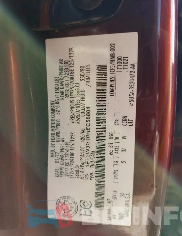 1FT8W3BT0HEC58804 Photo# 12