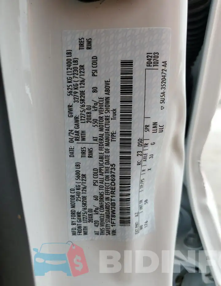 1FT8W3BT1RED69735 Photo# 12