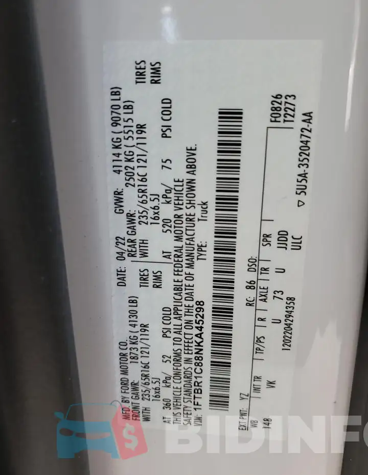 1FTBR1C88NKA45298 Photo# 14