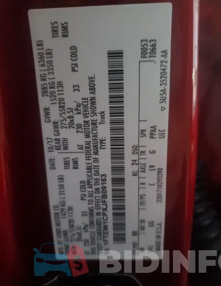 1FTEW1CPXJFB09163 Photo# 13