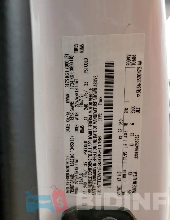1FTEW1EG3GKF11166 Photo# 12