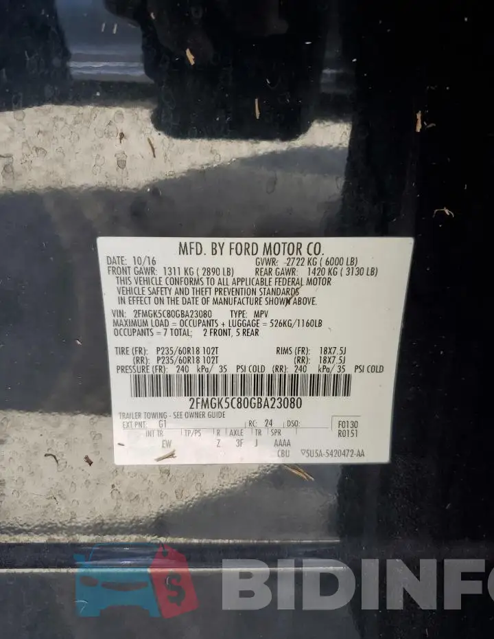 2FMGK5C80GBA23080 Photo# 14