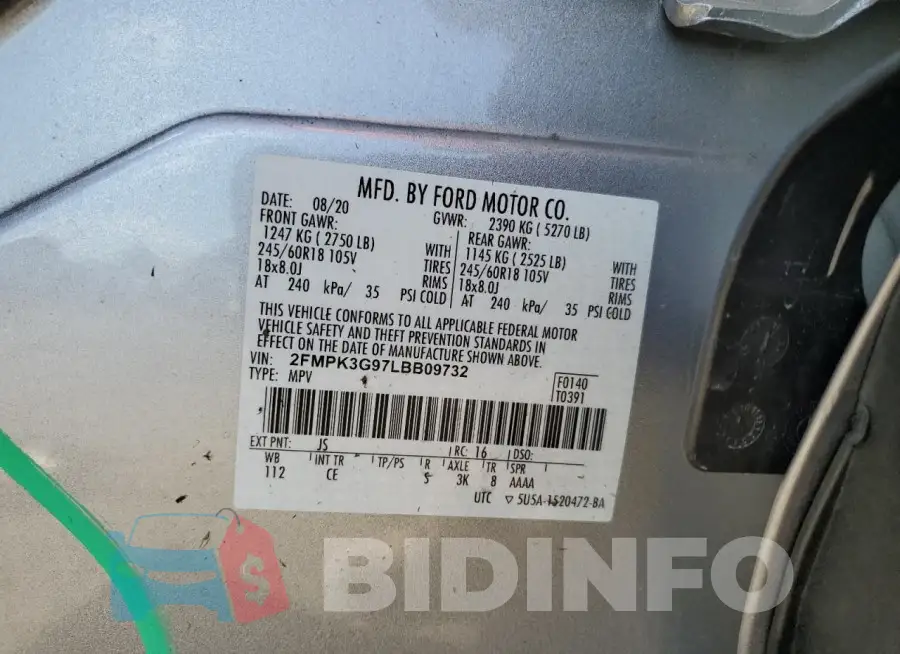 2FMPK3G97LBB09732 Photo# 13