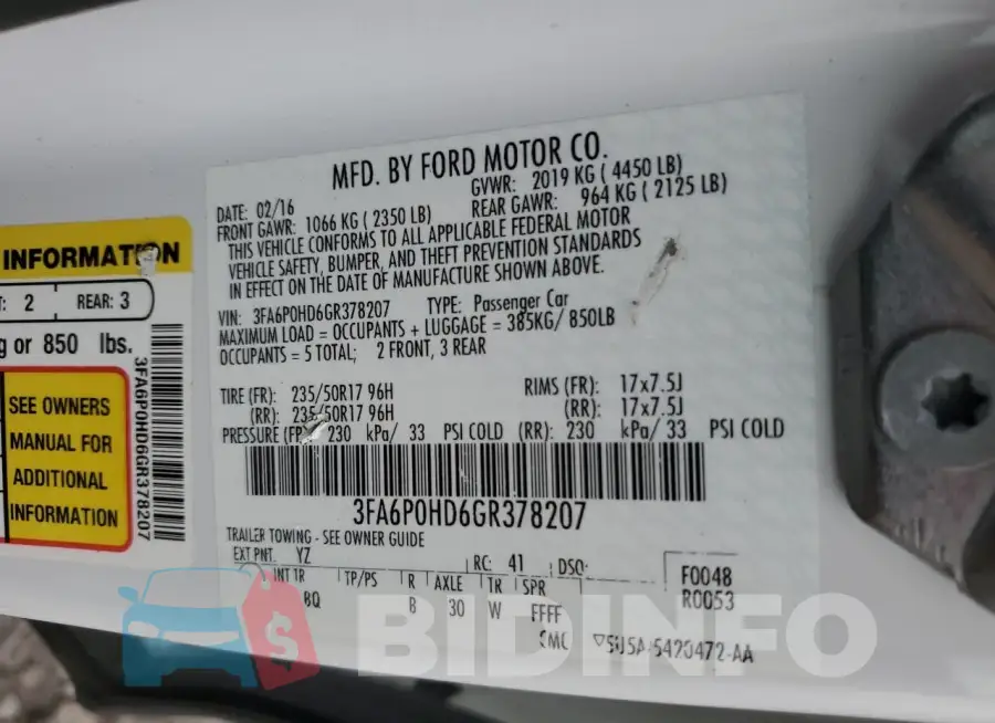 3FA6P0HD6GR378207 Photo# 12
