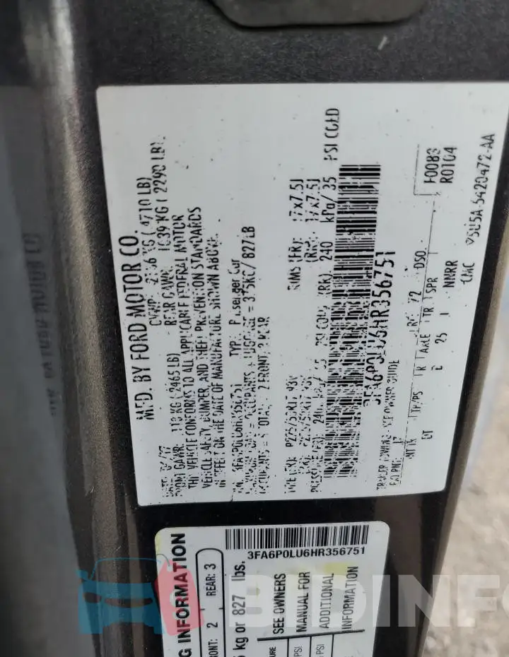 3FA6P0LU6HR356751 Photo# 12