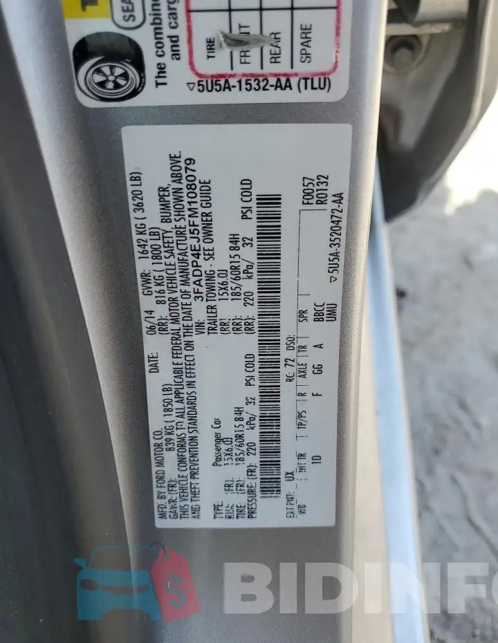 3FADP4EJ5FM108079 Photo# 13