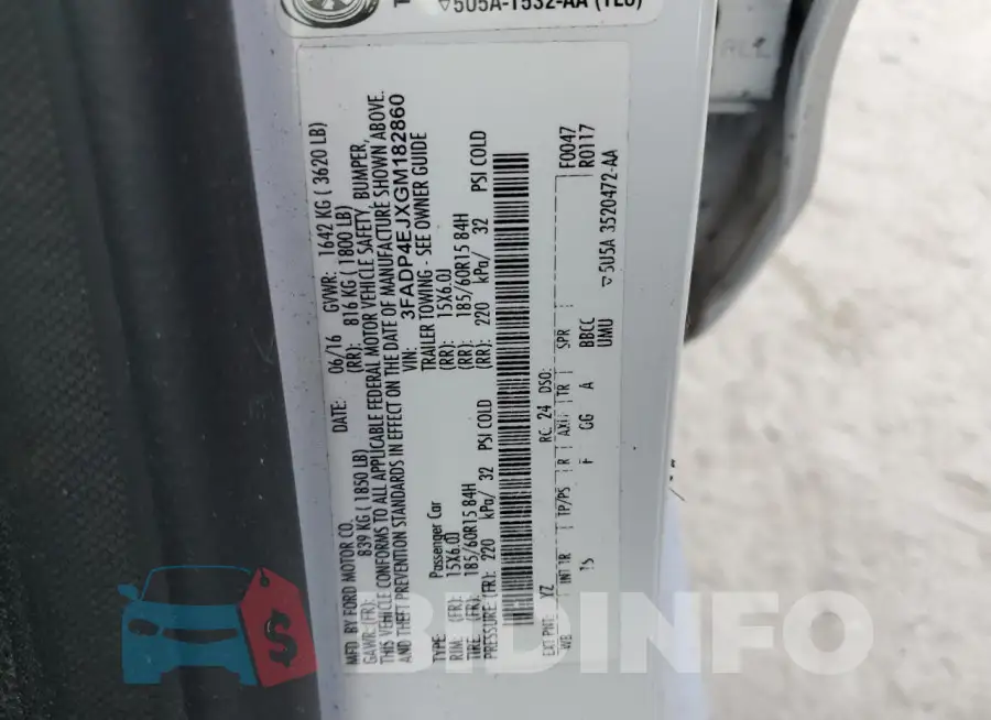 3FADP4EJXGM182860 Photo# 13