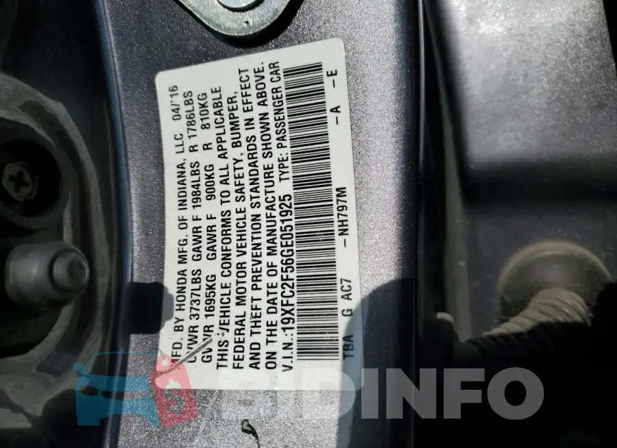 19XFC2F56GE051925 Photo# 12