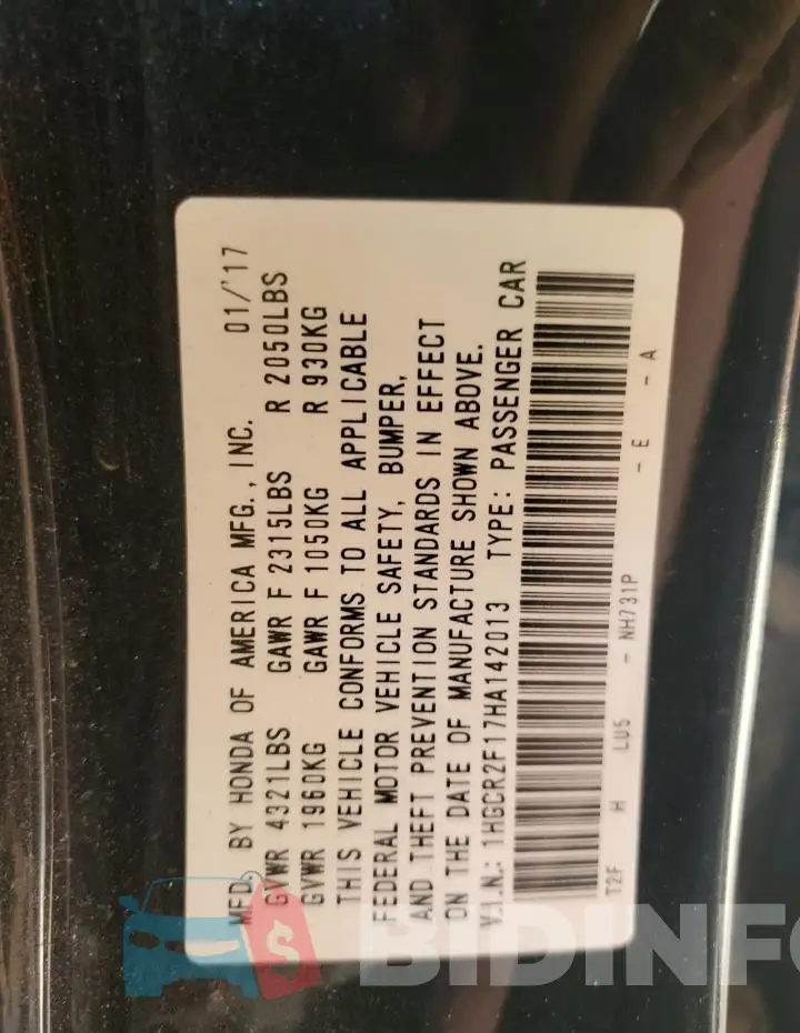 1HGCR2F17HA142013 Photo# 12