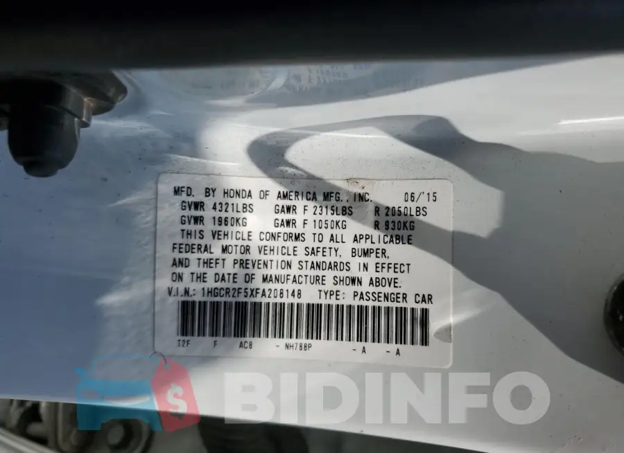 1HGCR2F5XFA208148 Photo# 12