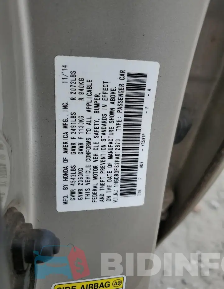 1HGCR3F82FA012673 Photo# 12