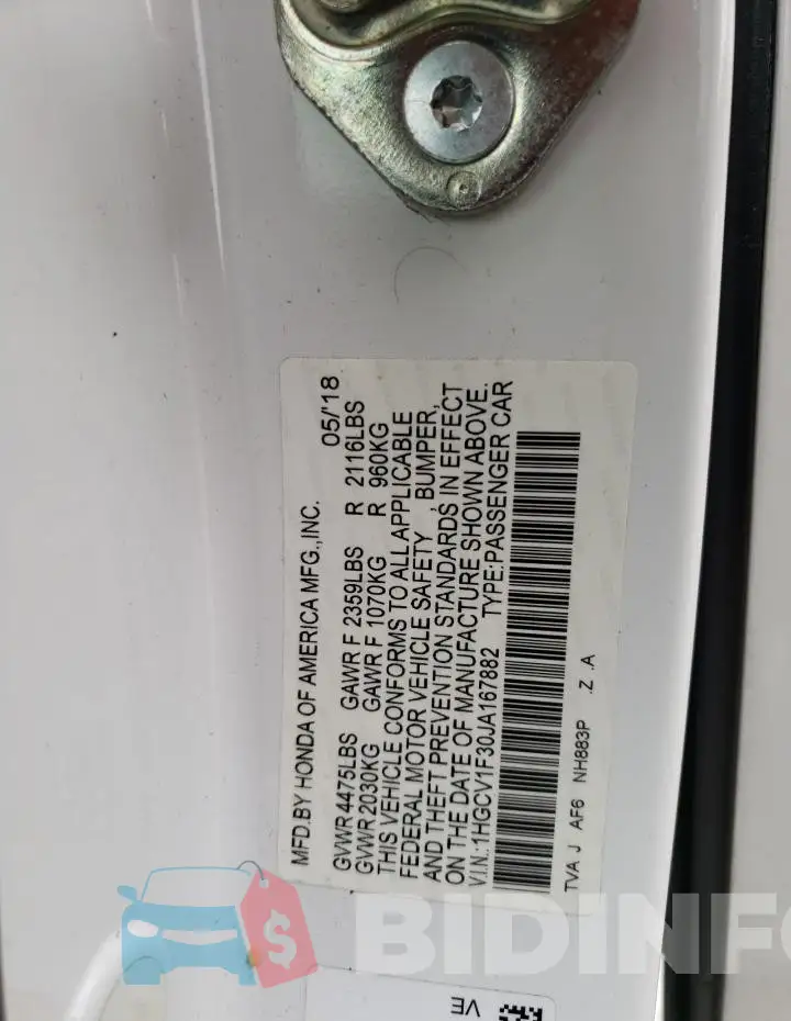 1HGCV1F30JA167882 Photo# 12