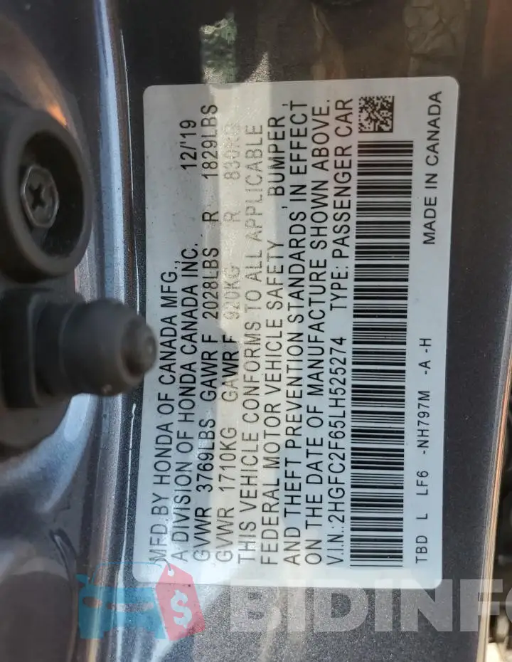 2HGFC2F65LH525274 Photo# 13